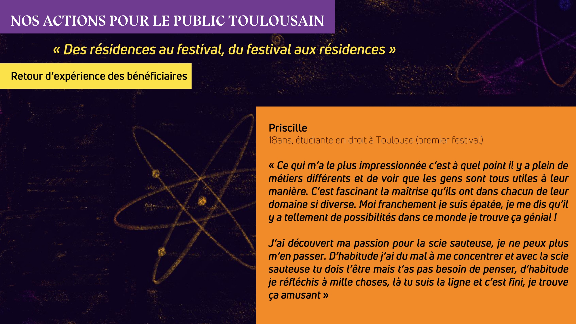 nos actions pour le public toulousain, témoignage