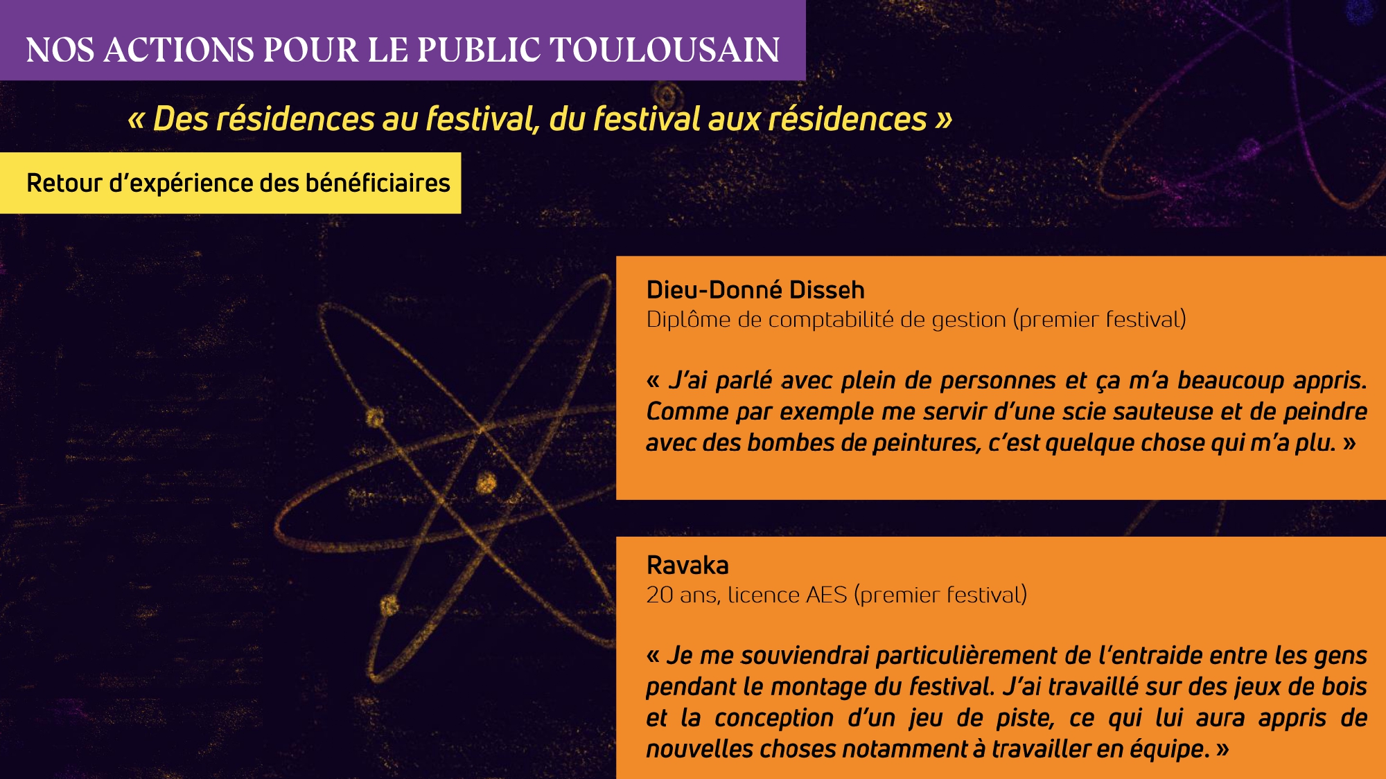 nos actions pour le public toulousain, témoignage